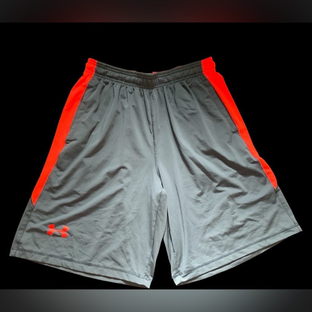 Under Armour Men's Athletic Shorts in Gray with Orange Accents